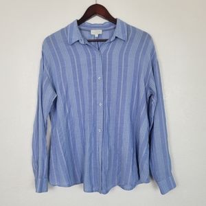 Lucky Brand Striped Long Sleeve Button Up Top Size Medium